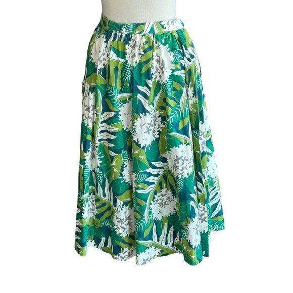 Vintage Green Floral Handmade Full Gathered Skirt - Picture 1 of 7